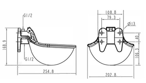 Поилка чугунная 1,5л с языком из нержавеющей стали